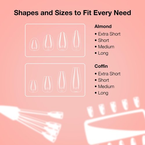 Cre8tion Soft Gel Nail Tips, Long Round Shape, 602 Tips in 14 Sizes (00-9) for Professional Nail Extensions
