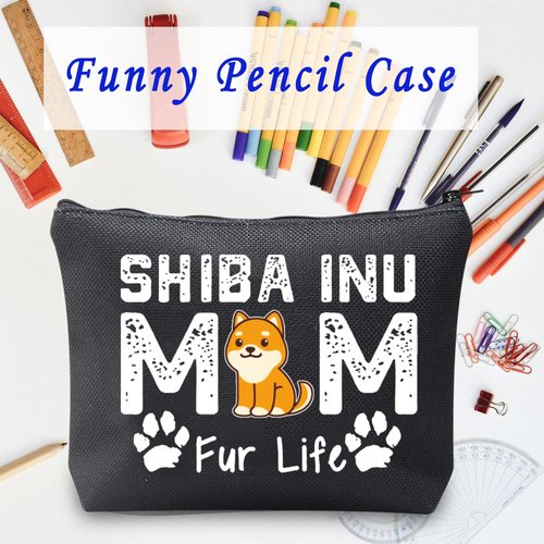 LEVLO SHIBA INU Mom Gifts SHIBA INU MOM Fur Life Makeup Bags SHIBA INU Lovers Gifts (SHIBA INU MOM-balck)