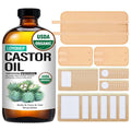 40Pcs Castor Oil Pack Wrap and Disposable Castor Oil Pathes for Belly Button-Stomach-Knee-Feet&Whole Body,with 8 oz Castor Oils Organic Cold Pressed.