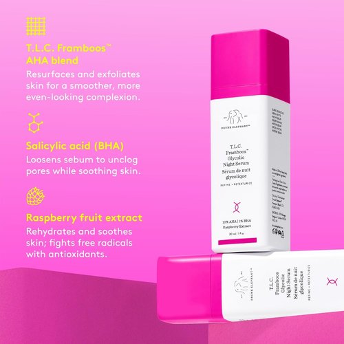 Drunk Elephant T.L.C. Framboos Glycolic Serum - Exfoliating AHA for Radiant Skin - 1 oz | Cruelty-Free