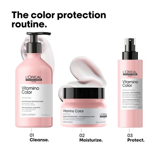 L'Oréal Professionnel Paris Vitamino Color Leave-In Spray - 10-in-1 Heat Protectant & Frizz Control for Color-Treated Hair