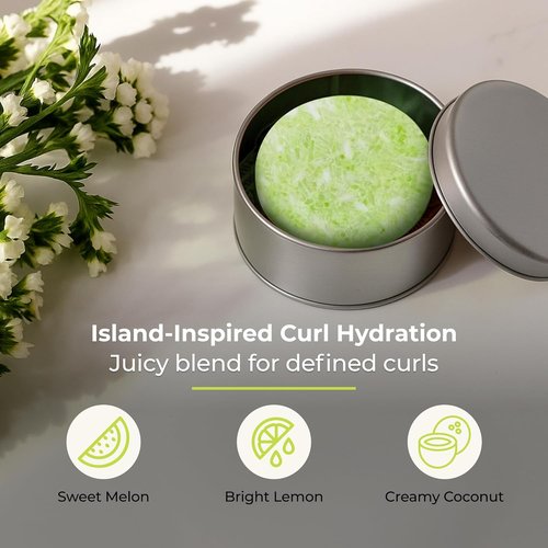 Maui Melon Shampoo Bar - Vegan Solid Hair Cleanser for Curly Hair | Sweet Melon & Coconut, Travel-Friendly