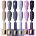 GELLAKTIK Gel Polish Set of 6 Colors 12ml with Purple Beige,Spring Gel Polish Kit for Salon DIY at Home, Soak Off LED UV Gel Nail Polish, Gifts for Women Girls