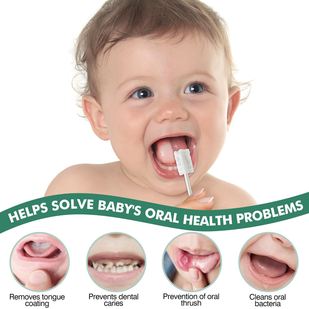 Yruzqne 52Pcs Baby Tongue Cleaner, Disposable Baby Toothbrush Oral Cleaner, Infant Gum and Tooth Cleaning Stick for Newborns, Toddler Mouth Cleaner
