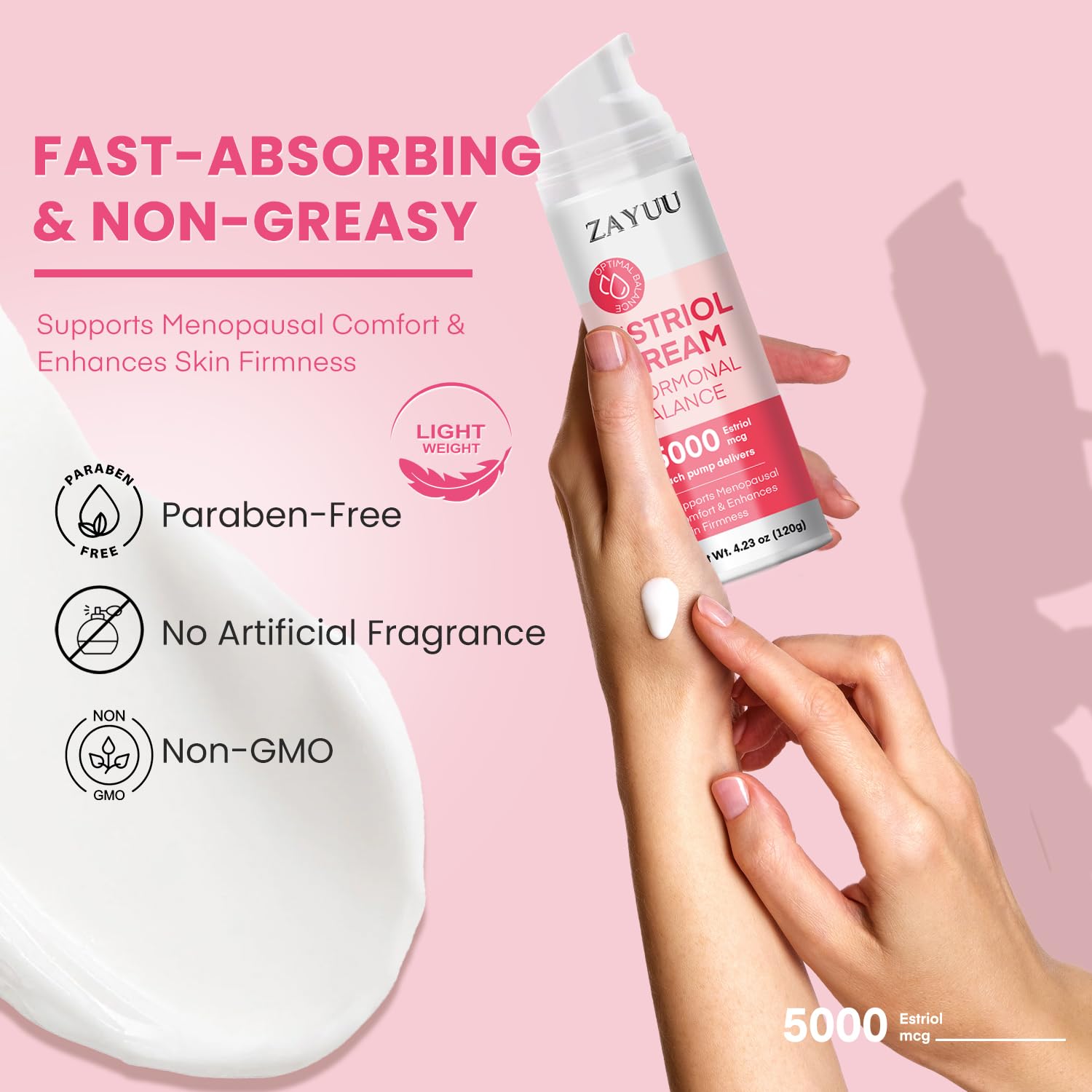 ZAYUU Estriol Face Cream for Women: Hydrating Moisturizer with Wild Yam, Red Clover & Soy Isoflavones – Botanical Skincare for Daily Comfort, Balance & Skin Wellness – 4.23 oz (3-Month Supply)