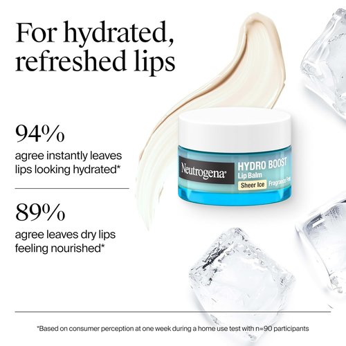 Neutrogena Hydro Boost Lip Balm - Hydrating Hyaluronic Acid Formula | Sheer Ice Nude, 0.5 oz