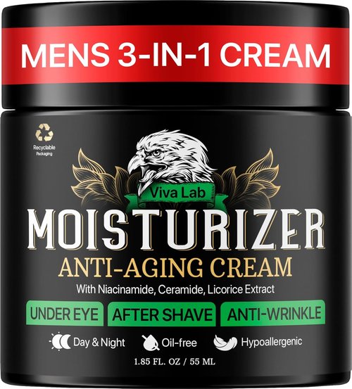 Regine Switzerland Men's Face Moisturizer - Anti-Aging Cream with Niacinamide & Collagen | Lightweight Hydrating Lotion 1.85oz