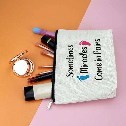 Gfhzdmf Twin Mom Gift Twins Mama Gift for Women Mom Makeup Bag Mommy To Be Pregnancy Announcement Gift for Twins Mother New Mom Cosmetic Bag Mother's Day Christmas New Year Gift for Her Friend Mommy