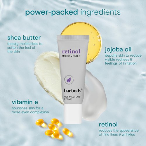 Baebody Retinol Cream for Face - Anti-Aging Formula with Jojoba Oil & Vitamin E | Travel Size (15 ml)