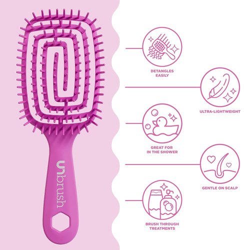 FHI Heat UNbrush Flex Detangling Brush - Pain-Free, Ultra-Flexible Hair Detangler with DuoFlex Anti-Static Bristles
