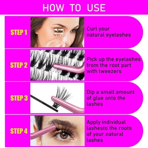 Cluster Lashes 240pcs 40D DIY Eyelash Extension D Curl Long Individual Lashes Mixed Tray Faux Mink Lash Clusters Extensions 0.07 Black (40D-0.07D-14-18mm)