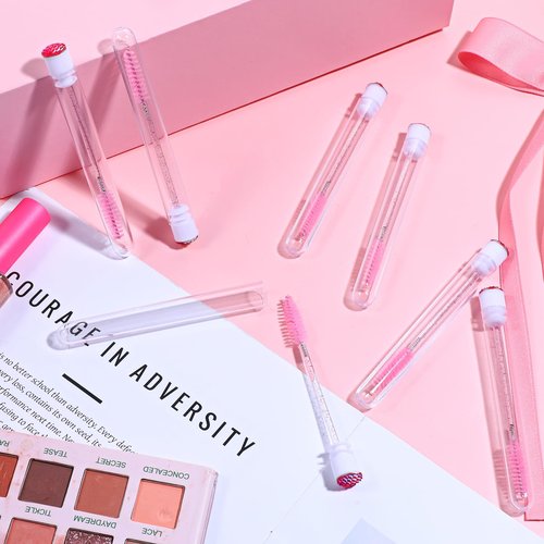 200 Pack Lash Spoolies Set, Adjustable Mascara Wands 100 PCS Eyelash Brushes and 100 PCS Empty Travel Container Tubes Lash Applicator Tool for Eyelash Extensions, Improve Mascara Volume and Length