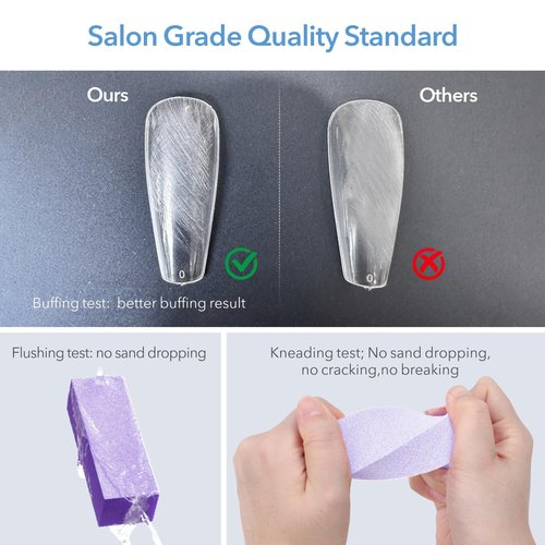 Nail Buffer Block, Coarse Grit 80/80/100, 3.5" Long, 3 Way Buff for Acrylic Nail Gel Polish Nail, Pedicure, Manicure 10 Count, Purple