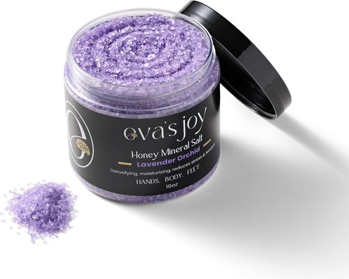 Eva's Joy Lavender Orchid Mineral Bath Soak - Nourishing Epsom Salt Crystals, Relaxing Lavender Scent, 16 oz