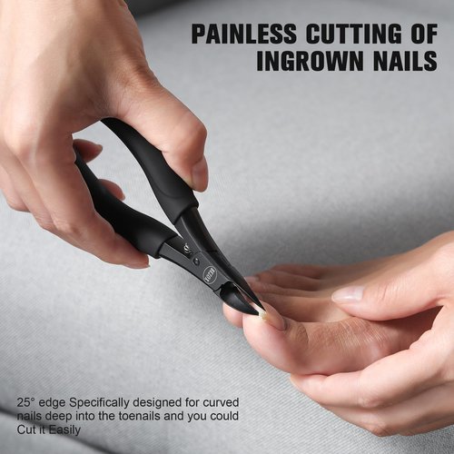 BEZOX Comfort Grip Ingrown Toenail Clippers for Thick Toenails - Precision Thick Toe Nail Clipper for Ingrown and Curly Nails, Toenail Scissors for Seniors