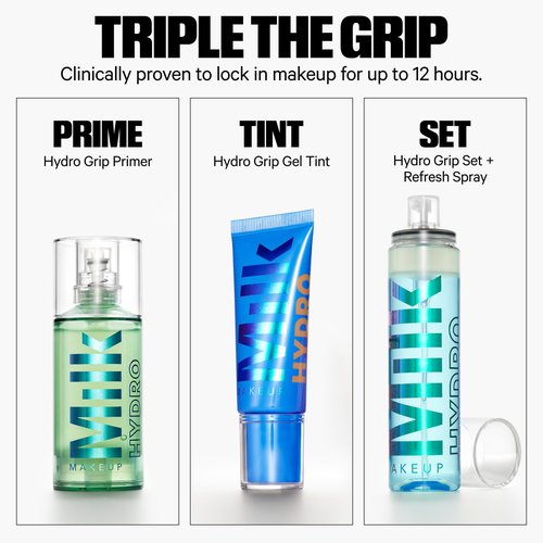 Milk Makeup Hydro Grip Set + Refresh Spray with Hyaluronic Acid – Sets Makeup + Hydrates Skin for Up to 12 Hours – Long-Lasting, Alcohol-Free Facial Mist for Dewy, Radiant Skin – 1.69 oz