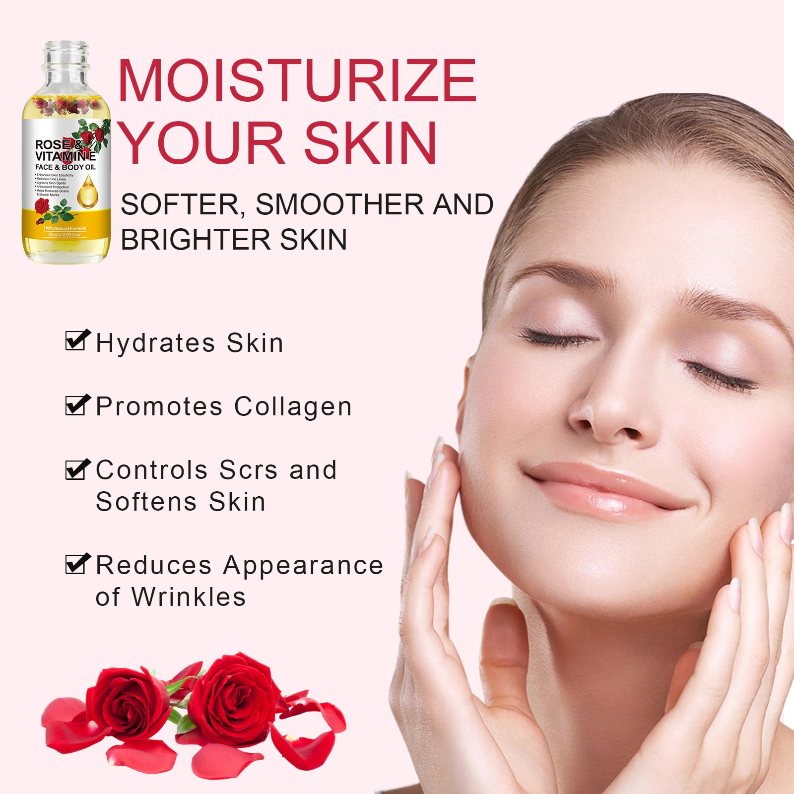 Vitamin E Oil, Vitamin E Oil for Face, Rose & Vitamin E Oil, Face Vitamin E Oil with Gua Sha Tools Set ﻿