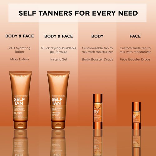 Clarins Self Tanning Body Booster | Self Tanning Drops For Body To Mix With Moisturizer | Natural, Long-Lasting, Streak-Free, Buildable Tan | Hydrates | Non-Staining | 99% Natural Ingredients | 1 Oz