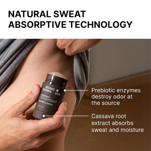 Bravo Sierra Aluminum-Free Deodorant for Men - Citron & Sea Salt | Long-Lasting Odor Control & Sweat Protection - 1-Pack