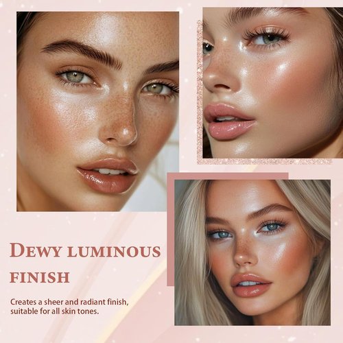 Skiennix Clear Dewy Marble Highlighter Stick - Buildable Glow for Face & Body | Vegan, 15g/0.53fl. Oz, Pink Silver