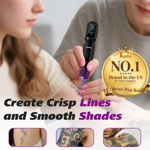 Neebol Tattoo Gun Kit for Beginners – Wireless Tattoo Gun with 1600mAh Battery, Tattoo Pen Machine, 10 Cartridge Needles, Black & Color Ink Set, Complete Tattoo Kit