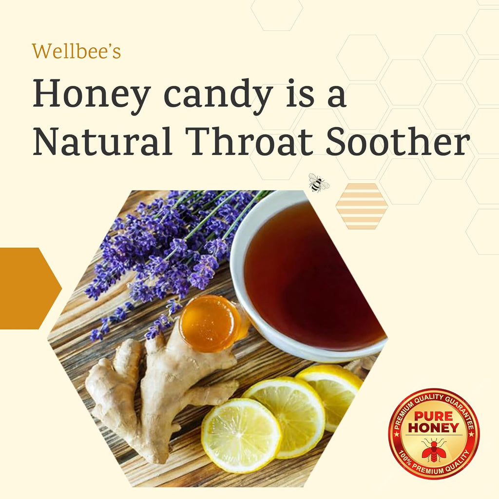 Wellbee's 100% Pure Honey Candy - Natural Cough Drops - Healthy & Paleo Friendly - 20 Pack