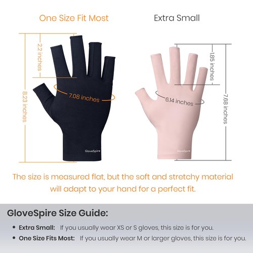 GloveSpire Thickened UV Gloves for Nails, UPF50+ UV Protection Gloves, Fingerless Design for Women Gel Manicures Anti UVA UVB Light(One Size Fits Most/Black)