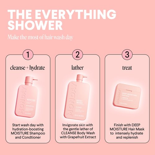 MONDAY HAIRCARE CLEANSE Body Wash with Grapefruit Extract, Hyaluronic Acid, Shea Butter, Coconut Oil for Normal to Oily/Combination Skin 900 mL (Dual Pack)