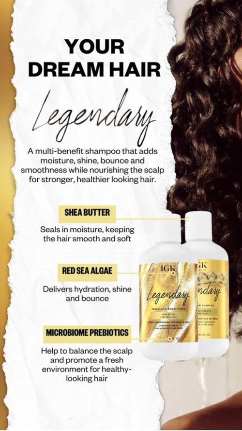 IGK Legendary Dream Hair Conditioner - Softens, Smooths & Adds Shine | Moisturizes Dry, Damaged Hair