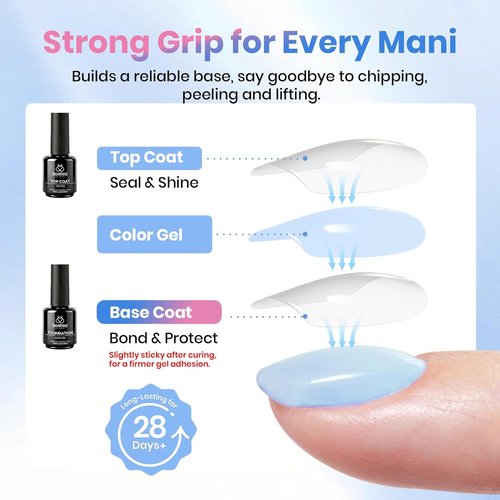Beetles Gel Top Coat & Base Coat Set - 15ml No Wipe Shine Finish for Long-Lasting Nail Art