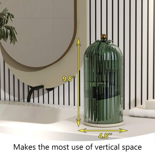 Emljkvp Makeup Brush Holder with Dustproof Cover 360 Rotating Makeup Brush Organizer for Vanity Bathroom, Green