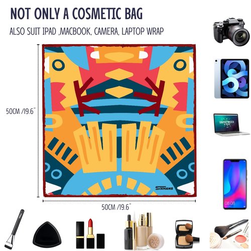 2Pack Self-Adhesive Magic Cloth Makeup Bag|Lay Flat Travel Organizer|Portable Cosmetic Pouch for Beauty Essentials,Camera Wrap,Laptop Protective Cover|Multi-Purpose Gift for Women & Girl (19.7"x19.7")