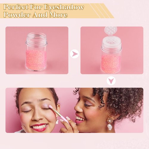 15 Pcs 10g Mini Loose Powder Bottle Plastic Empty Travel Cosmetic Powder Jars Glitter Containers with 12 Holes Sifter & Lids for Makeup Sample Eyeshow Powder