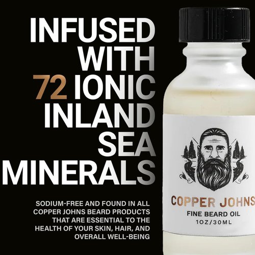 Copper Johns Premium Beard Oil for Men - Natural Formula with Jojoba & Castor Oil - Lightweight Non-Greasy Beard Moisturizer - Softens, Hydrates & Tames Frizz - Polys-Bergamot & Cherry Almond 1 oz