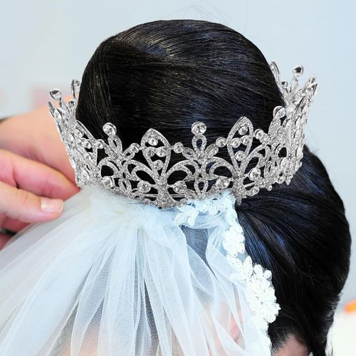 Bridal Rhinestone Crown Tiara Princess Full Round Crystal Crown Wedding Headpiece for Brides