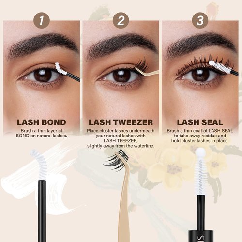 JMS&JMS Vivid Lash Clusters Kit Natural Cluster Lashes Invisible Band with Lash Bond and Seal Eyelash Applictor Lash Remover Eyelash Brush Lash Extension Kit for Beginner (Coco-8-18mix)