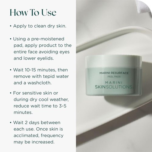 Marini SkinSolutions ResurFace Peel Pads - Exfoliating Blend for Texture, Pores & Wrinkles - 30 Count