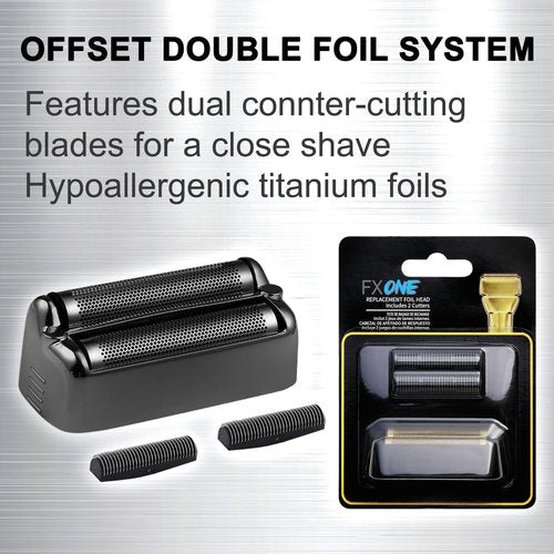 BaBylissPRO FXONE Shaver Replacement Foil & Cutter - Hypoallergenic Extra-Close Head (Gold, 2 Packs)