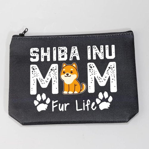 LEVLO SHIBA INU Mom Gifts SHIBA INU MOM Fur Life Makeup Bags SHIBA INU Lovers Gifts (SHIBA INU MOM-balck)