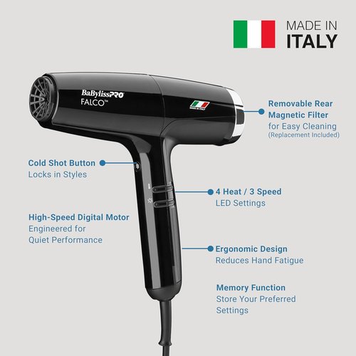 BaBylissPRO® Nano Titanium™ Hair Dryer - Professional High-Speed 2000 Watts with Ionic Technology
