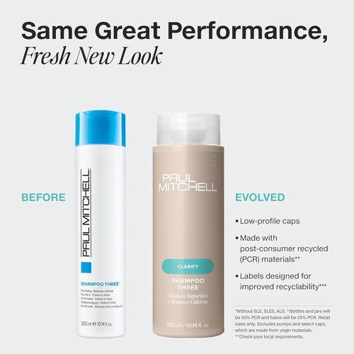 Paul Mitchell Shampoo Three - Clarifying Shampoo That Removes Chlorine & Impurities | For All Hair Types