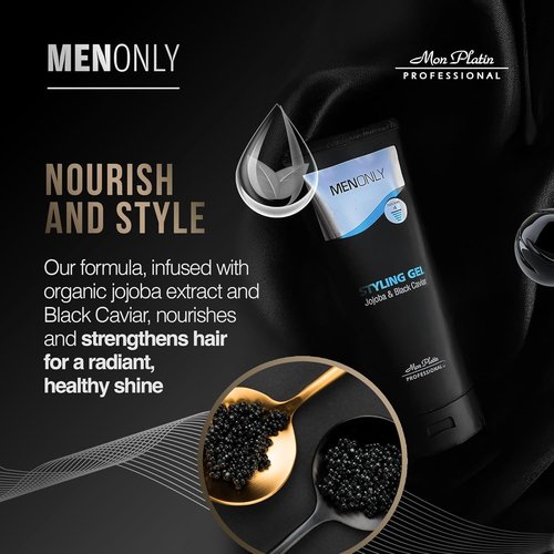 Mon Platin Men’s Hair Gel - Strong Hold Styling Gel with Jojoba & Black Caviar, 250ml