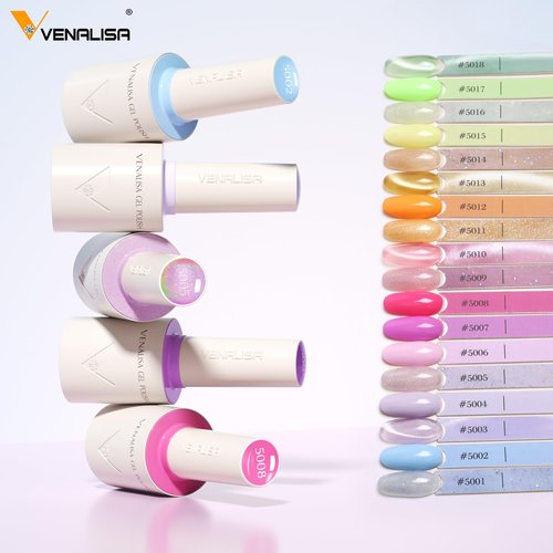 VENALISA V1 Gel Nail Polish Kit of 22 Pcs With Color Display Card Blue Pink Yellow Green Colors Glitter Cat Eye Gel Polish Set Soak Off Salon Nail Art DIY at Home Manicure