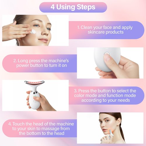 Neck and Face Care Device for Home Daily Use, Skin Care Tool, Wrink-le Improve, Firm, Tightening and Smooth Cream White