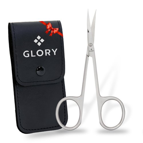Glory Professional 4” Arrow Point Precision Scissors – Small Stainless Steel Beauty & Craft Shears for Cuticles, Nails, Eyebrows, Eyelashes, Nose & Ear Hair Grooming for Salon & Home Use