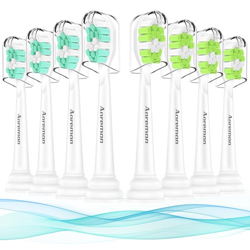Aoremon Replacement Heads for Philips Sonicare C2 W Electric Toothbrush Heads fit for Phillips Sonicare Diamondclean Protectiveclean 4100 5100 6100 Brush Head for W2 W3, 8 Count White