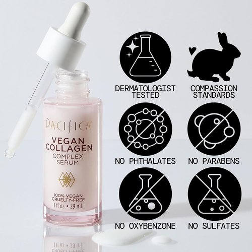 Pacifica Vegan Collagen Complex Face Serum - Hydrating Anti-Aging Formula with Hyaluronic Acid for Plumping & Firming