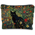 RYYCDOI Cat Gifts for Women Cat Lovers, Floral Black Cat Makeup Bags for Women Cosmetic Pouch