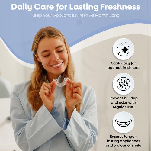Dr. Taylor’s Denture and Retainer Cleaner Tablets (120 count) Effectively Removes Stains, Plaque, and Odor - Sports guards, Night Guards, Clear Aligners & Dentures Refreshing Mint Flavor