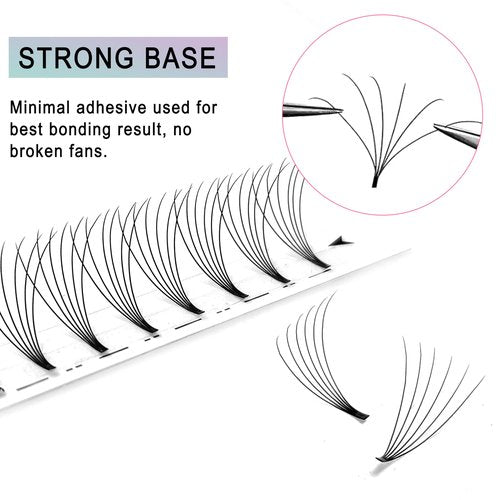 CoMango Premade Fans Eyelash Extensions 320 Fans 6D/10D 0.07 Thickness C/D Curl Short Stem Flat Base Premade Fans Russian Volume Lash Extensions (320Fans-6D-0.07-C-10mm)